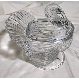 Shannon 24% Lead Crystal Turkey On Nest Thanksgiving Holiday Table Covered Box